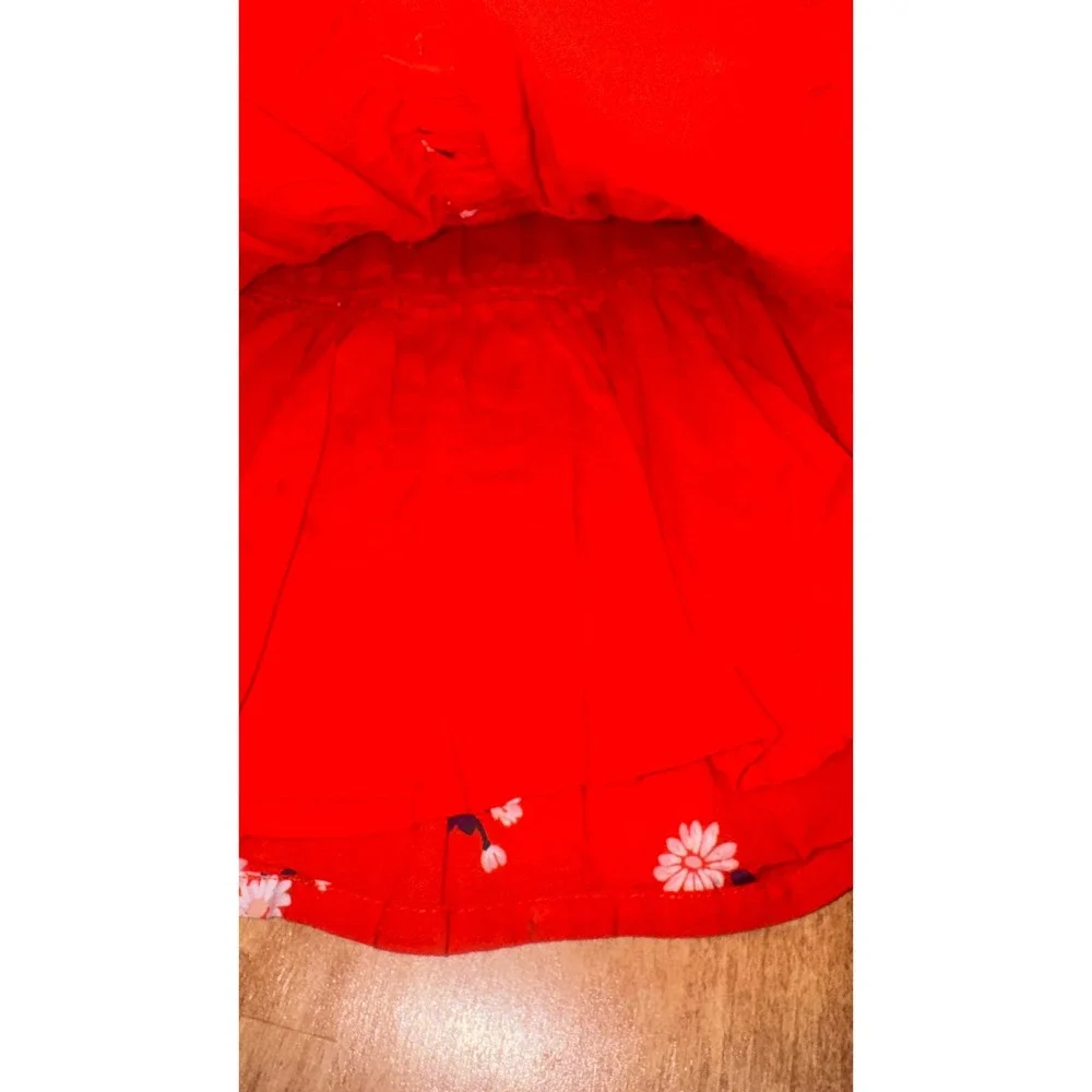 Old Navy Kids Red Daisy Print Button Front Dress‎ 18 24 Months